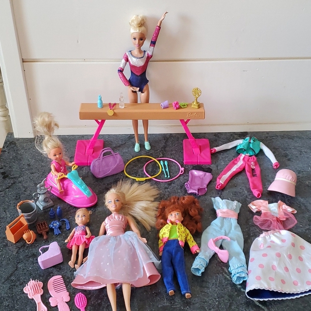 LOT: Gymnast Barbie Beam Toy Story Bo Peep Chelsea Princess Equestrian Tack SET